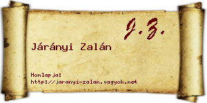 Járányi Zalán névjegykártya